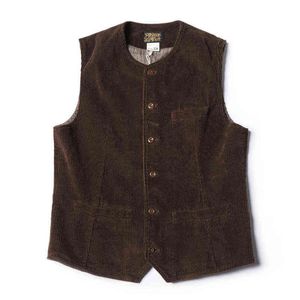 Bronson 1910s Franska Workwear Corduroy Vest Vintage Jaktfält Waistcoat Cords 211215