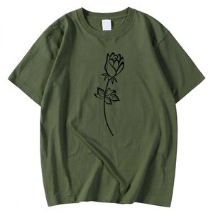 Lässige atmungsaktive Herren-T-Shirts Frühlings-Sommer-T-Shirts Einfache schöne schwarze Rose-Druck-Kleidung Kurzarm-Mode-T-Shirt Mann Y0809