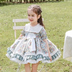 Cekcya Verão Espanhol Vestido Floral Crianças Turquia Lolita Princesa Bola Vestido Vestidos Para Bebê Meninas Festa de Aniversário Vestidos 210615