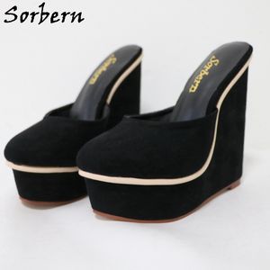 Wholesale closed toed high heels for sale - Group buy Sorbern Women Dress Shoes Black Mules Wedge High Heel Platform Closed Toe Slip On Comfy Clogs