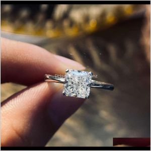 Par Ringar SmyckenHbp Fashion Luxury 925 Sterling Sier Ring Kvinnor Enkel Square Corner Cutting Zircon Single Diamond Small Handpiece Drop