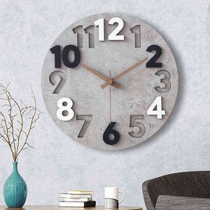 Modern Design Silent Wall Clock Arabisk Digital Trä Luxury Väggklocka Enkel Kreativ Rural Wandklok Farmerhouse Decor ZP50WC H1230