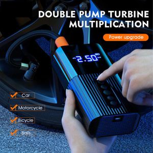 12V 100PSI 6000MAH Portable Air Pump Däckuppblåsare Smart Kompressor LCD Digital däcktryckdetektor för bilcykeldäck