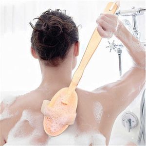 Modernt badrum avtagbart badborste naturlig borst mjukt hår trä lång handtag rengöring badborste gnugga tillbaka skrubben djup rengöring hud