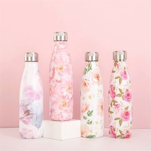 500ML Creative Stainless Steel Water Bottle Double Wall Thermos Teacup Coffee Travel Sports Drink Bottle Insulated Cup 210917