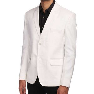 Белые повседневные мужские костюмы для свадьбы 2 частей пользовательских жениха смокинг новый человек мода костюм набор с черными брюками 2020 x0909