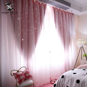 Curtain+window Screen Shiny Stars Children Cloth Curtain for Kids Girl Bedroom Living Room Blackout Cortinas Custom Made Drape 211203