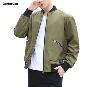 Mens Jackets Spring Autumn Casual Coats Solid Color Mens Sportswear Stand Collar Slim Jackets Male Bomber Jackets 5XL 210518