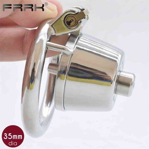 Frrk Tampa Masculina Chastity Gaioly Dispositivo para homens Metal fechado galo gaiola com uretral tubo BDSM Bondage Penis Anéis Sinstress Brinquedos Sexuais 210323