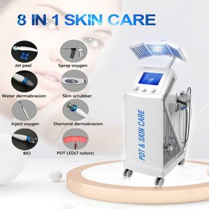 8 в 1 Гидров DermaBrasion RF Bio-подъемный спа-гидромассажный станок для лица воды кислородный реактивный светильник PDT светло-кожа глубокий чистый гидромазримый с алмазным пилингом микродермабразия AQUA оборудование