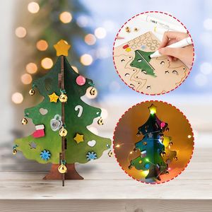 Christmas Decorations Mini Hand-painted Tree Ornaments With Materials Bell Holiday Desktop Party Home Decor Props 2022