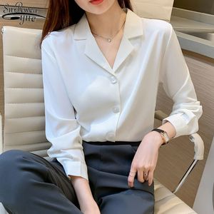 Abito alla moda coreano Top larghi e solidi Bottone quadrato femminile Camicetta elegante a maniche lunghe Camicie da donna stile ufficio signora 11873 210427