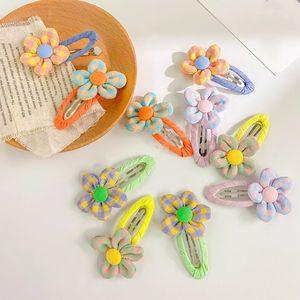 2PC/Süße Nette Plaid Stoff Haar Clips Für Kinder Blume Barrettes Haarnadel Mädchen Haar Zubehör Kopfbedeckungen