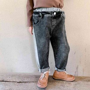 Herbstmode Jungen Patchwork-Jeans Ankunft koreanischen Stil Denim-Hosen 210708