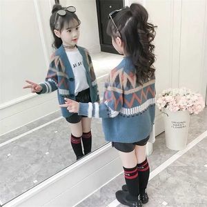spring autumn Knitted Cardigan Sweater Children Clothing teenage Girls Sweaters Kids Wear baby girl clothes winter 10 12 year 211201