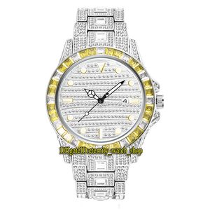 MISTFOX EVERNITY V307 Хип-хоп мода мужские часы CZ Diamond Inlay циферблат кварцевые движения мужчины смотреть замороженные золотыми большими бриллиантами BEZEL ISLOY CASE серебристый браслет