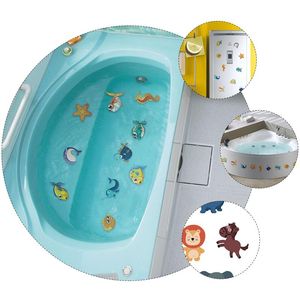 만화 방수 안티 슬립 욕조 스티커 벽 장식 귀여운 동물 데칼 사랑스러운 욕실 스티커 홈 부엌 침실 계단 물고기 탱크