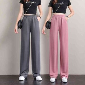 Calças de tamanho grande para mulheres larga perna alta cintura cintura estilo de calça de moletom jogging calças feminina plus size streetwear harajuku 210915