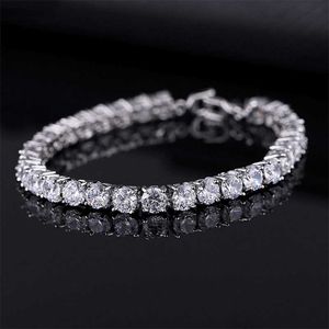 Luksusowy 4mm Cubic Cyrkonia Bransoletki Tenis Iced Out Chain Crystal Wedding dla kobiet Mężczyźni Złoty Srebrny Kolor