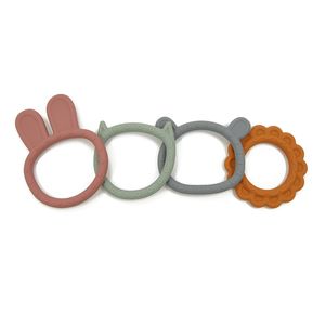 Silicone Bracelet Teether Animal Rabbit Bear Lion Cat Shape Teething Ring with Textured Bubbles BPA Free Soft Safe Chew Toys for Baby Infant Toddler