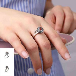 Fashion Jewelry Retro Adjustable Silver Transfer Wheel Open Ring Lotus Spin G1125