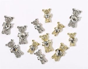 Wholesale Nail Art Decorations Antique Silver Gold Plated Cute Bear Doll Handmade Shoes Charms Pendant DIY for Bracelet Necklace Charm