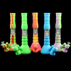 Tubi di fumo Bong in silicone Pipa ad acqua Narghilè Bong Filtrazione a tre strati Dab Rig Oil Rigs Fumo Narghilè Shisha