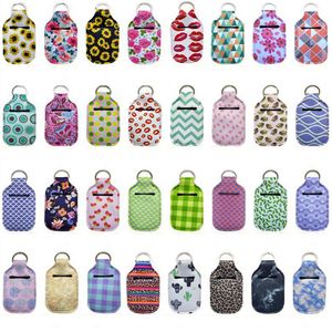 Sanitizer Hållare Neopren KeyRing Bags Wristlet Keychain 30ml Hand Sanitizer Soap Perfume Bottle Covers Present OEM Tillgänglig 77 Design 5731