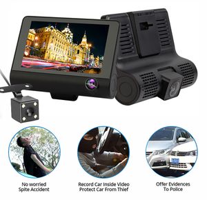 Carro DVR 3 Câmeras Full HD 1080p Dual Lente Camera 4.0 Polegada Tela LCD com Vista Retrovisor de 170 Grave