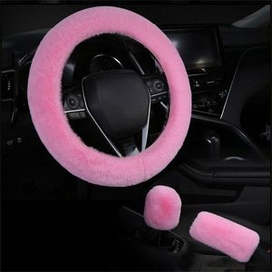 Coprivolante 3 pezzi / set soffice peluche per auto spessa morbida lana invernale 38 cm uomo e donna