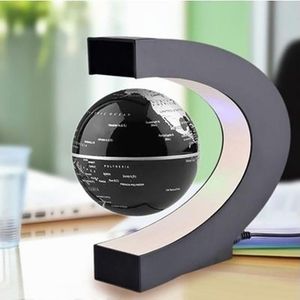 LED Magnetic Levitation C Type Creative Decorative Objects Globe Rotating Glowing European Office Desktop Living Room Decoration Simple Creative Business Gift