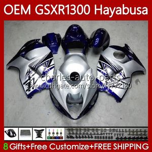 Iniezione blu argentato per SUZUKI GSX R1300 Hayabusa GSXR 1300 CC 14 15 16 17 18 19 Corpo 77No.232 GSXR-1300 1300CC 08-19 GSXR1300 08 2008 2009 2010 2011 2012 2013 Carenatura