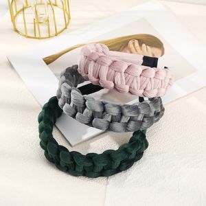 2022 Wide Braided Headband Hair Bans For Women Solid Color Velvet Headwear Bezel Hair Hoop Girls 2022 New Accessories