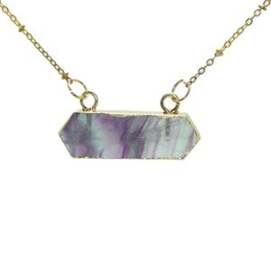 Hängsmycke halsband 1pc chakra smycken naturlig kristall kvarts sten kontakt Kvinnor halsband hexagonal grön fluorit för flicka