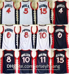 1996 US Dream Team Basketball Hakeem Olajuwon Jersey Penny Hardaway Charles Barkley Reggie Miller Scottie Pippen Grant Hill Karl Malone