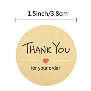 500pcs 1.5inch Obrigado pelo seu pedido Papel adesivo adesivos Business box de cozimento envelope saco party label decor