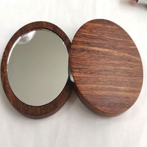 Specchi protettivi in bianco in palissandro oro nero Lo specchio rotondo per trucco cosmetico in legno può personalizzare il tuo logo
