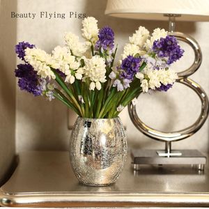 Wazony światło luksusowy srebrny szklany wazon kwiat kolorowy kulki dom suszony