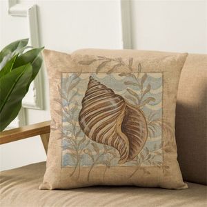 18 Cubiertas de estilo oceánico Cubiertas tipos Conch Shell Cotton Throw Funda de almohada Home Decorative Sofa Cover Cover Funda de almohada V2
