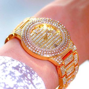 Kvinnor tittar på kända lyxmärken Fullständig Diamond Women Wristwatches Ladies Gold Watch Women Montre Femme 210527