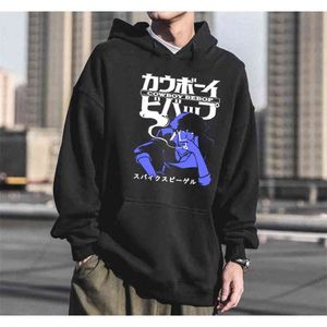 90-tal Klassisk Anime Cowboy Bebop hoodie för män kvinnor långärmad Spike Spiegel Graphic Devil hoodie pullover Harajuku Tops Gift 210730