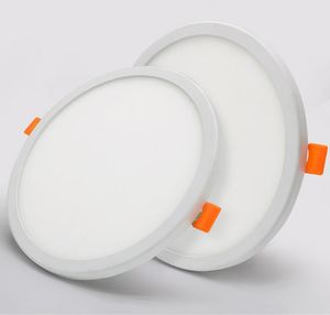 AC 85-265V Ultra tunn rund LED-panel Ljus 6W 8W 15W 20W Aluminium tak Inbyggd downlight Öppna hål Justerbar Vit