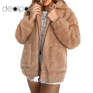 Vinter Teddy Coat Kvinnor Faux Fur Coat Teddy Bear Jacket Tjock Varm Fake Fleece Jacka Fluffy Jackor Plus Storlek 3XL Overcoat 211122