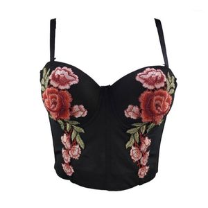 Reggiseno ricamato a fiori Top da donna Slim-Fit Retro Abbigliamento esterno Canotta Moda senza maniche Bustier Crop P2465 Bustier Corsetti