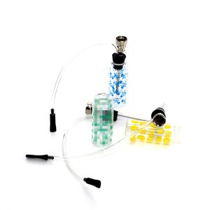 Новый мини Smoke Glass Bong Водопроводная труба Случайный дизайн Стеклянная труба Портативная бутылка для воды Кальян