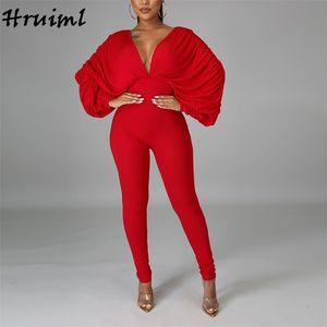 Jump Suits for Women Long Sleeve Evening Fashion Arrival Loungewear Elegant Deep V Neck Backless Abbigliamento Donna 210513