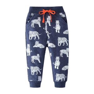 Springende Baby-Jungen-Kleidungs-Jogginghose mit aufgedruckten Tigertieren, Kinderhose, Herbst-Winter-Kinder-Jogginghose 210529