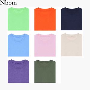 NBPM Vår sommar mode solid färg T-shirt Top Kvinnor Kläder Kortärmad Tees Kläder för Tonåringar T-shirt Kvinna Basic 210529