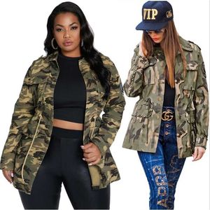 Streetwear Women Camouflage Printing Loose Jackets Spring / Autumn est Lady's Big Size Turn-down Collar Coats 211014