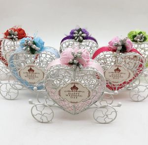 100pcs Iron Romantic Pumpkin Carriage Wedding Party Candy Box Favor Gifts Baby Shower Weddings Decoration Sn2723